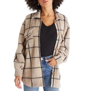 NWT Z SUPPLY GREY PLAID TUCKER JACKET IN CRYSTAL - SIZE L